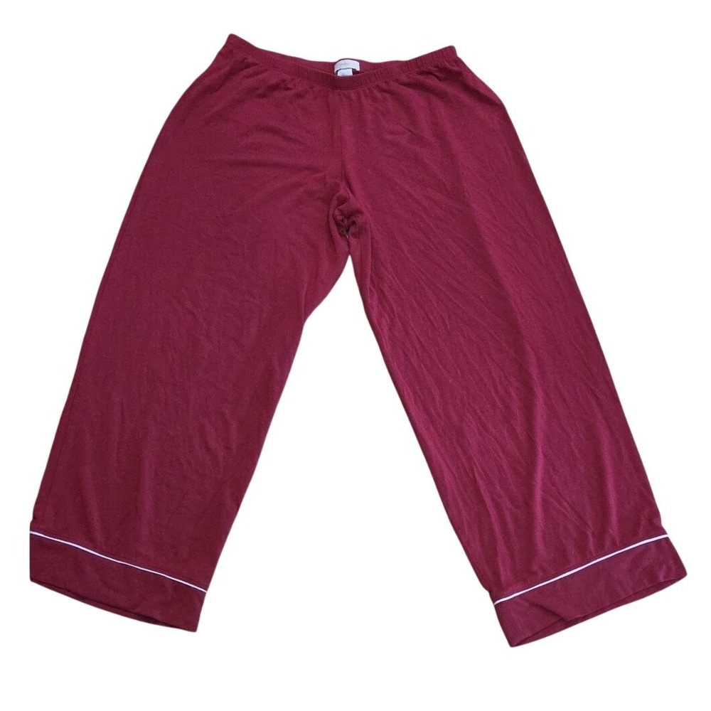 Eberjey Gisele Burgundy Lounge Soft Easy Pajama Pant Ankle Xsmall Stretch Preppy
